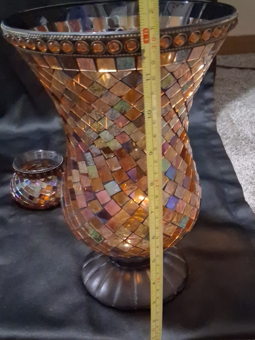 PartyLite Iridescent Mosaic Glass Candle Holders (3) - Brown & Multi - Picture 7 of 11